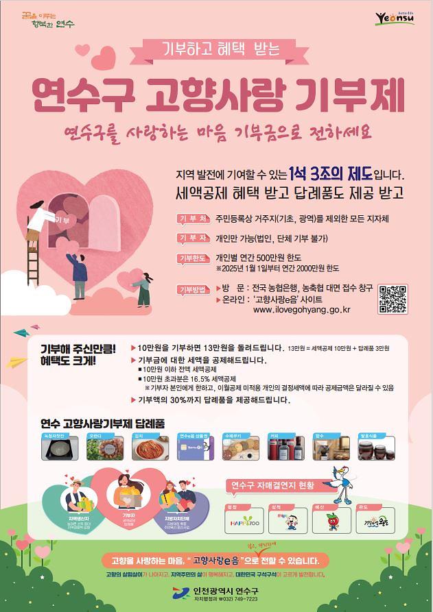 「연수 고향사랑기부제」 홍보 사진