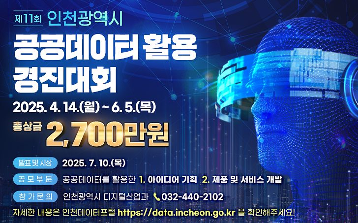 2025년 「제11회 인천광역시 공공데이터 활용 경진대회」 개최 안내 및 홍보 사진