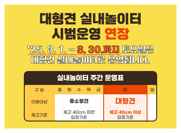 혜윰공원 대형견 실내놀이터 시범운영 연장