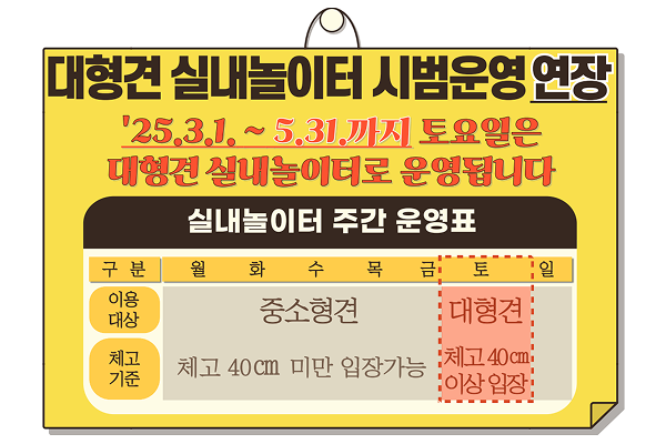 혜윰공원 대형견 실내놀이터 시범운영 연장